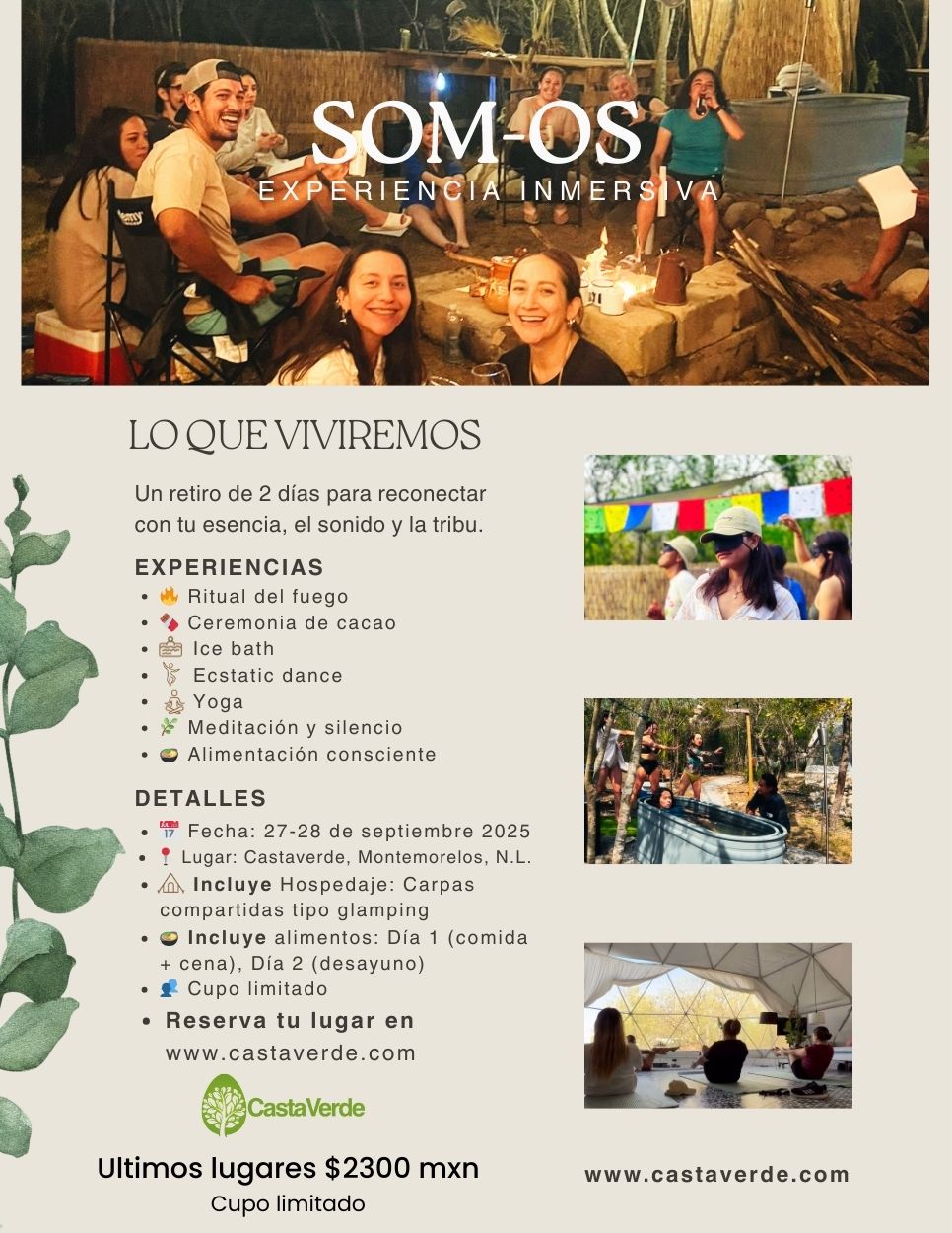 Retiro SOM-OS en Castaverde: círculo al atardecer